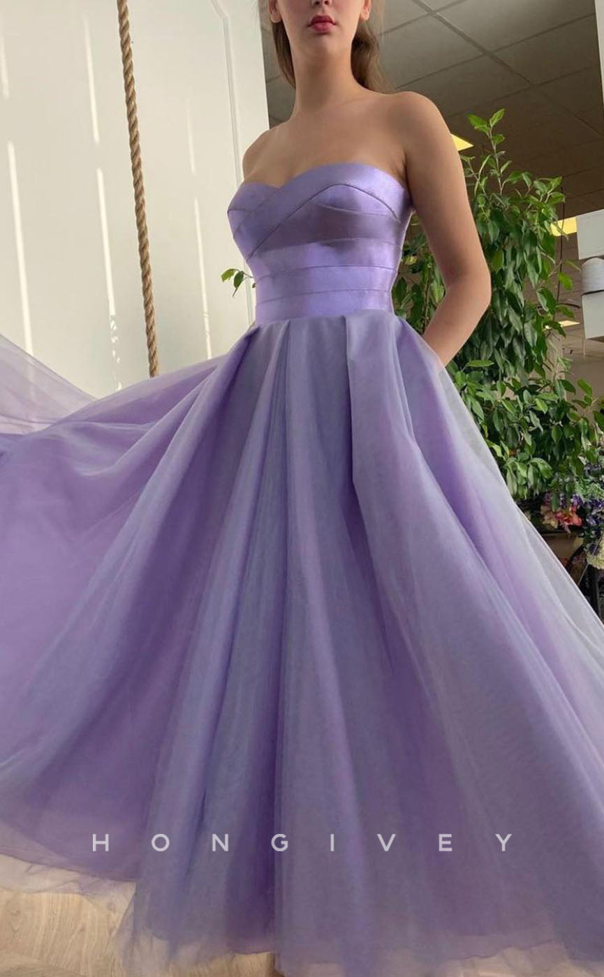 L1275 - Sweet Paneled Ruched Strapless Evening Prom Formal Party Dress