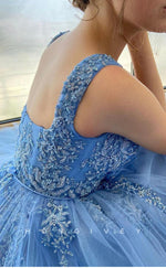 L1276 - Floral Embroidered Beaded With Train Evening Prom Formal Party Dress