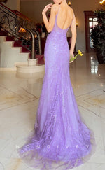 L1321 - Sexy Sleeveless Spaghetti Straps Illusion Cutout Appliques Party Prom Evening Dress