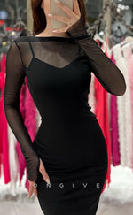 L1492 - Sexy Fitted Lace High Neck Long SleevesParty Prom Evening Dress