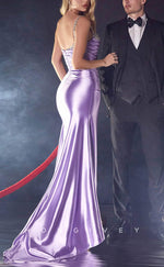 L1505 - Sexy Fitted Satin Sweetheart Spaghetti Straps Empire Ruched With Side Slit  Party Prom Evening Dress