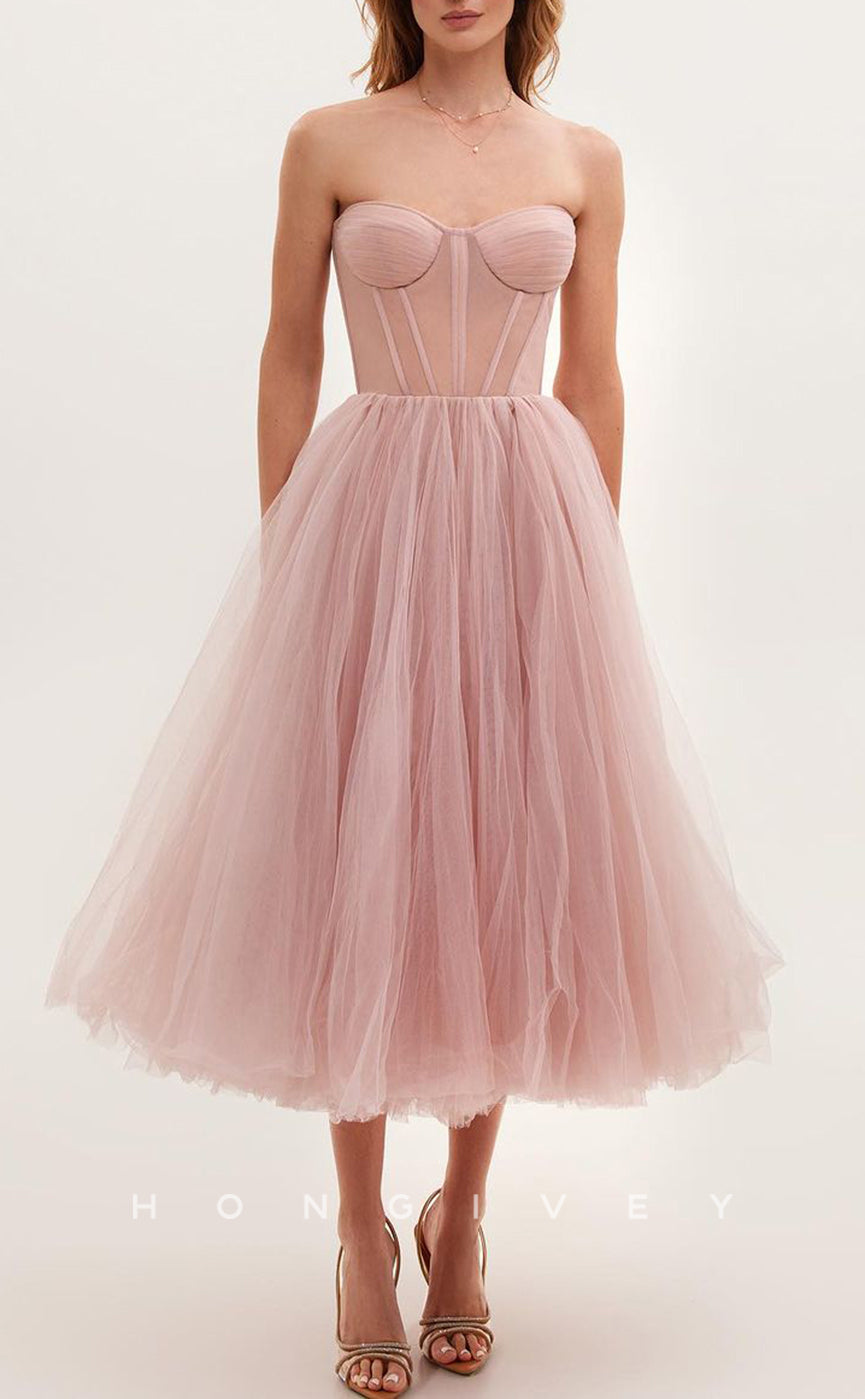 L1541 - Sexy Tulle A-Line Sweetheart Sleeveless Empire Party Prom Evening Dress