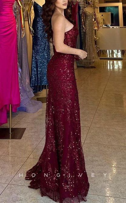 L1634 - Sexy Fitted Glitter Off-Shoulder Fully Sequined Empire With Side Slit Party Prom Evening Dress