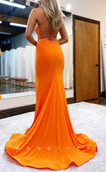 L1642 - Sexy Fitted Satin Glitter One Shoulder Empire Appliques With Side Slit Party Prom Evening Dress