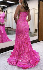 L1685 - Sexy Trumpt Glitter One Shoulder Sleeveless Fully Sequined Party Prom Evening Dress