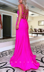 L1690 - Sexy Satin Trumpt Bateau Spaghetti Straps Empire With Side Slit Train Party Prom Evening Dress