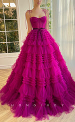 L1858 - Sexy Tulle A-Line Sweetheart Spaghetti Straps Empire Bowknot Long Ball Gown Party Prom Evening Dress