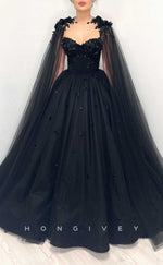 L2005 - Sexy A-Line Satin Sweetheart Empire Appliques Floral With Train Party Prom Evening Dress