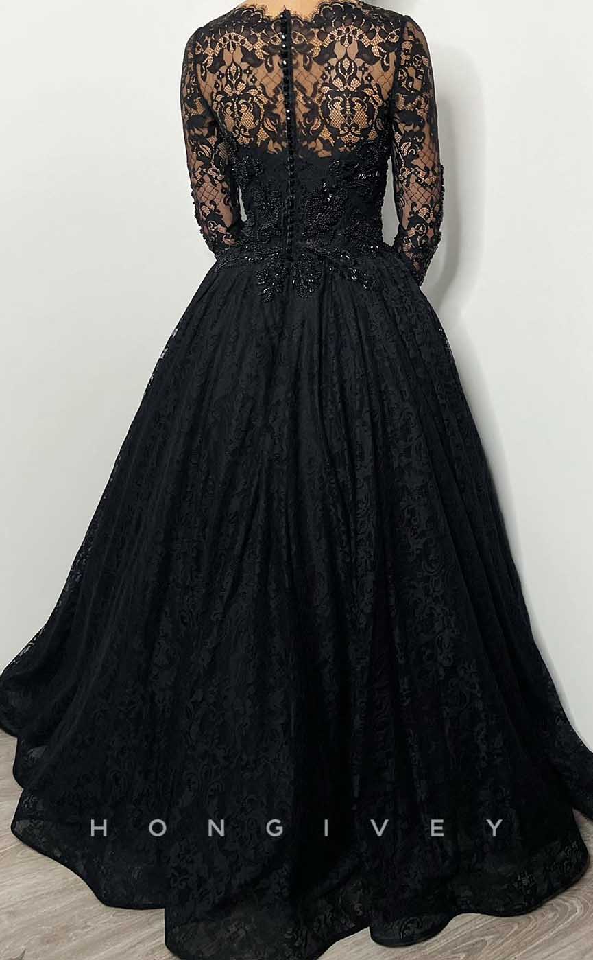 L2013 - Sexy Satin A-Line Asymmetrical Lace Long Sleeve Empire Beaded Appliques Party Prom Evening Dress