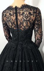 L2013 - Sexy Satin A-Line Asymmetrical Lace Long Sleeve Empire Beaded Appliques Party Prom Evening Dress