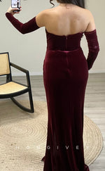 L2295 - Sexy Satin Trumpet Asymmetrical Empire Beaded Ruched With Side Slit Party Prom Evening Dress