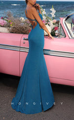 L2416 - Sexy Satin Glitter Trumpet One Shoulder Sleeveless Empire Ruched With Side Slit Party Prom Evening Dress