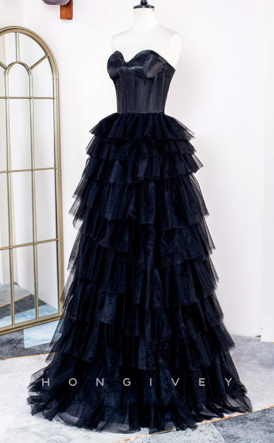 L2482 - Sexy Tulle A-line Sweetheart Sleeveless Empire Ball Gown Party Prom Evening Dress