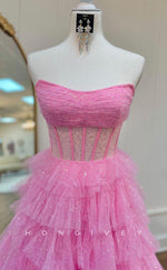 L2485 - Chic Glitter Tulle A-Line Bateau Sleeveless Illusion Empire Party Prom Evening Dress