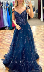 L2502 - Sexy Tulle A-Line Sweetheart Spaghetti Straps Empire Appliques Party Prom Evening Dress