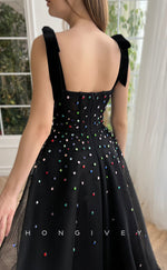 L2570 - Glitter Sweetheart Spaghetti Straps Empire Beaded Tulle With Train Party Prom Evening Dress