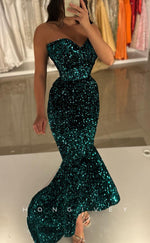 L2607 - Sexy Glitter Trumpet Sweetheart Strapless Empire Sequined Party Prom Evening Dress