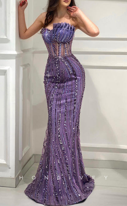 L2659 - Sweetheart Strapless Empire Beaded Appliques Party Prom Evening Dress