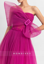 A-Line Classic Bows Pleats Sweetheart Classic Long Prom Dresses