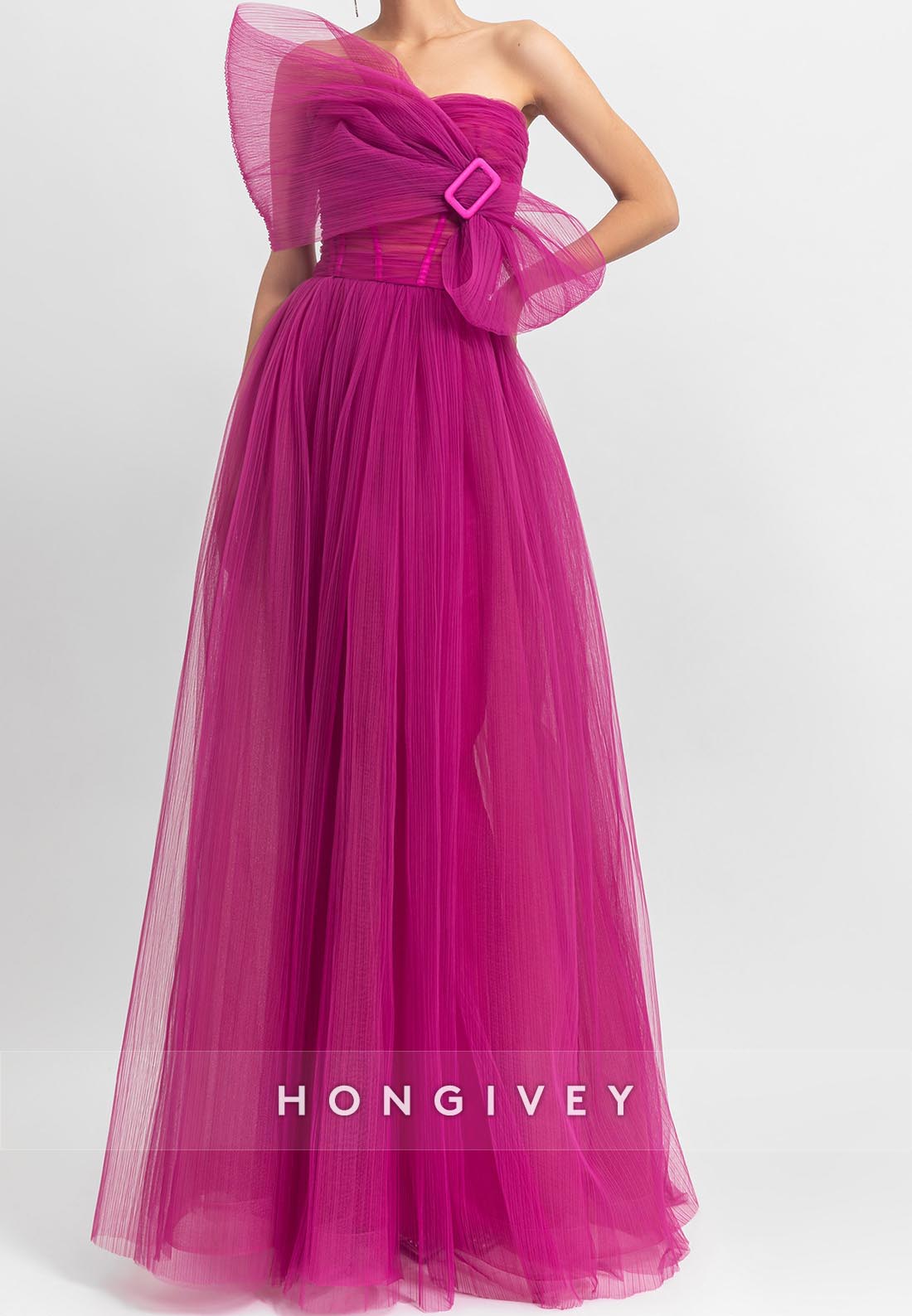 A-Line Classic Bows Pleats Sweetheart Classic Long Prom Dresses