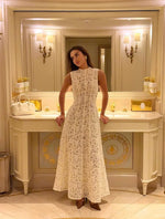 Lace High Neck A-Line Sleeveless Ankle-Length Evening Dress