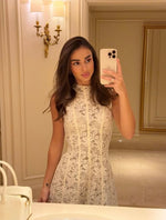 Lace High Neck A-Line Sleeveless Ankle-Length Evening Dress