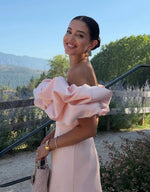 Pink Off the Sholder Sleeveless Mermaid Ruched Evening Dress Floor-Length