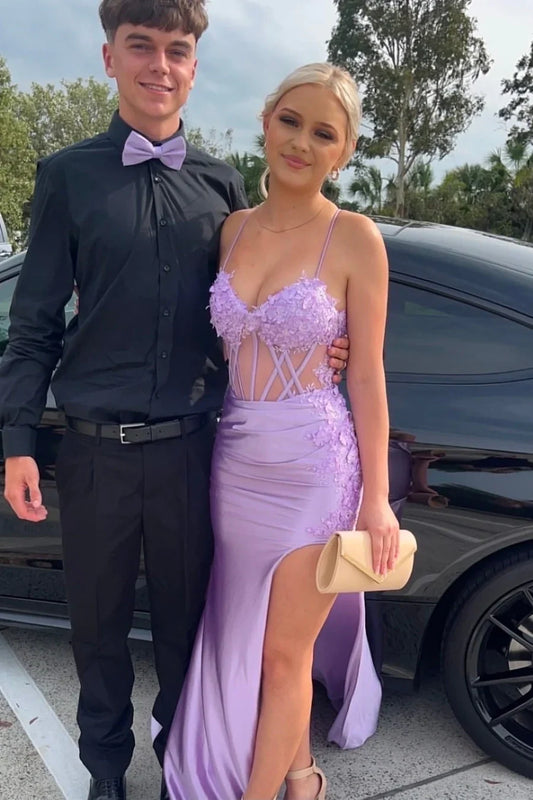 Lace And Satin Sheer Empire Mermaid Party Prom Dress