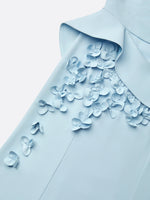 Light Blue 3D Floral Classic Boat Neck Sleeveless Evening Dress