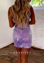 Sparkly Spaghetti Corset Straps Sleeveless Mini Homecoming Dresses