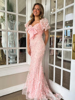 Lovely Light Blue Mermaid Off The Shoulder Long Glitter Prom Party Dress