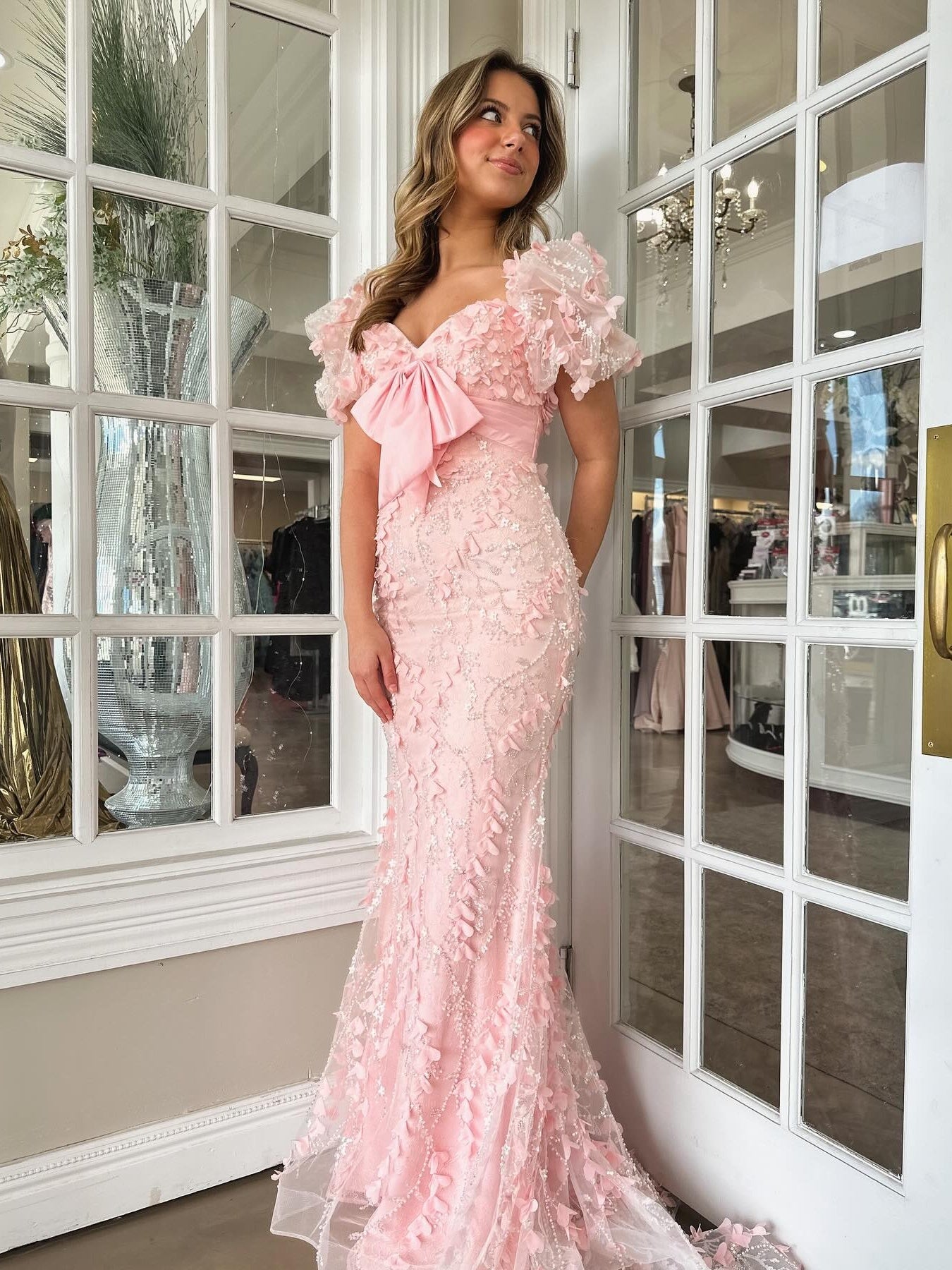 Lovely Light Blue Mermaid Off The Shoulder Long Glitter Prom Party Dress