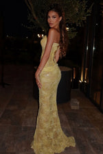 Fashionable Mermaid Sweetheart Yellow Corset Prom Dress with Lace Beading