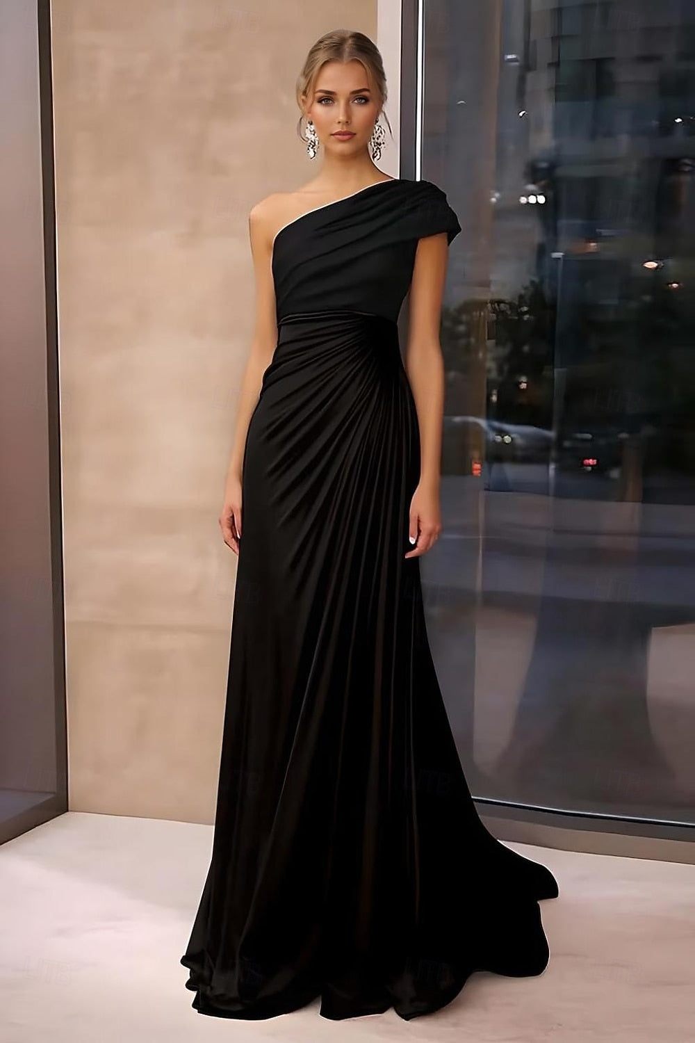 Simple One Shoulder Mermaid Eveing Dress