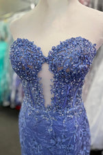 Elegant Lace Appliqué Sweetheart Keyhole Trumpet Prom Gown