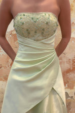 Strapless A-Line Scoop Neck Pleats Empire-Waist Sleeveless Long Prom Dress