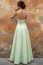 Strapless A-Line Scoop Neck Pleats Empire-Waist Sleeveless Long Prom Dress