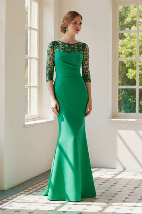 Mermaid 3/4 Sleeve Lace Mermaid Evening Dress