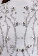 High Neck Long Sleeves Trumpet Ankle-Length Evening Gowns with Beading