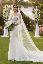 Elegant Spaghetti Straps Sleeveless Mermaid Floor-Length Wedding Dress