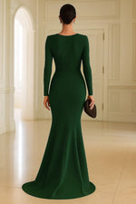 Flower V-Neck Long Sleeve Mermaid Side Slit Floor-Length Evening Dress