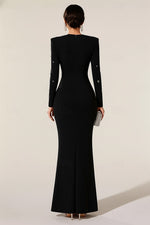 Long Sleeve Crew Neck Mermaid Floor Length Evening Gown with