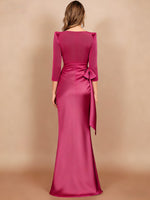 Scoop 3/4 Length Sleeves Floor-Length Mother of the Bride Dresses with Bow