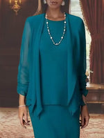 Scoop Neck Long Sleeves Floor-Length Mother of the Bride Dresses with Jacket