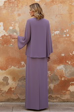Scoop Neck Long Sleeves Floor-Length Mother of the Bride Dresses with Jacket