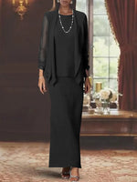 Scoop Neck Long Sleeves Floor-Length Mother of the Bride Dresses with Jacket