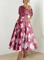 A-Line/Princess One-shoulder Printed Flower Mother of the Bride Dresses