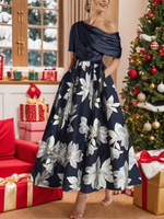 A-Line/Princess One-shoulder Printed Flower Mother of the Bride Dresses