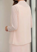 Jewel Neck Tea Length Mother of the Bride Dresses with Jacket & Beading