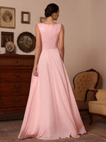 Cowl Neck Chiffon Mother of the Bride Dresses Sequins Floor-Length Sleeveless Ruffles
